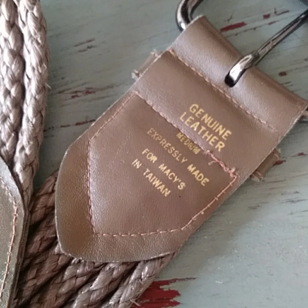 Leather and woven chord belt